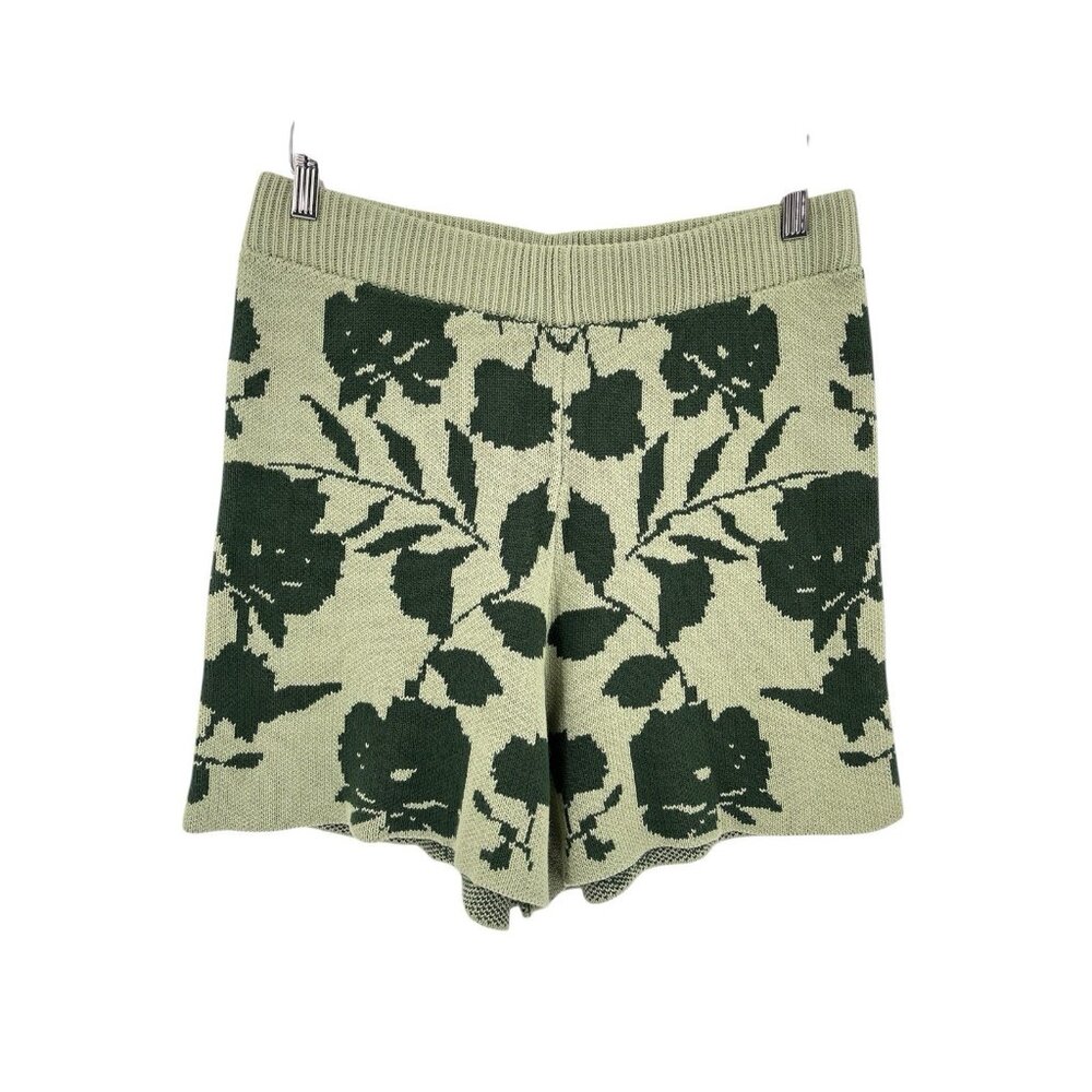 ANNIEWEAR LOS ANGELES Women's Green Botanical Sweater Shorts NWT XL